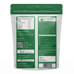 Green package with nutritional information and branding on a white background