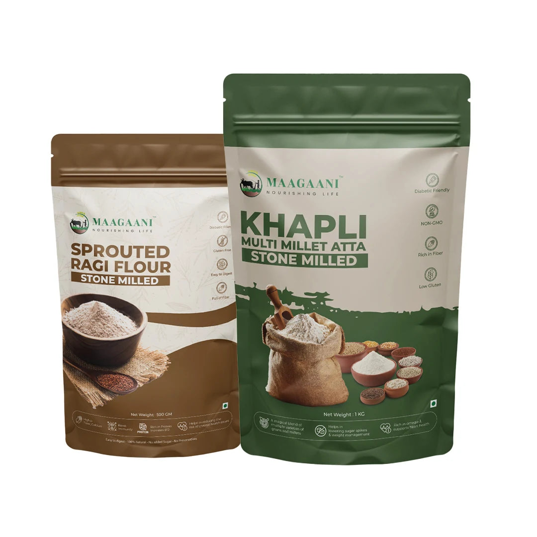 Two packages of Maagaani branded products on a white background